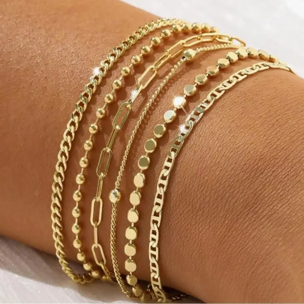 NEW 14K Gold Plated Elegant Gold Bracelet Set